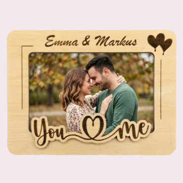 Personalisierter Foto Magnet aus Holz – mit Namen & Foto – Geschenk für Paare